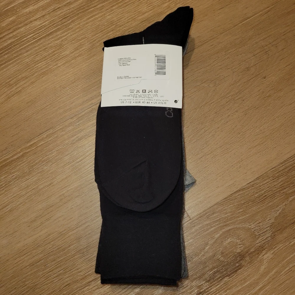 Calvin Klein Combed Mens Cotton Dress Socks 4 Pack Solid Grey Black New